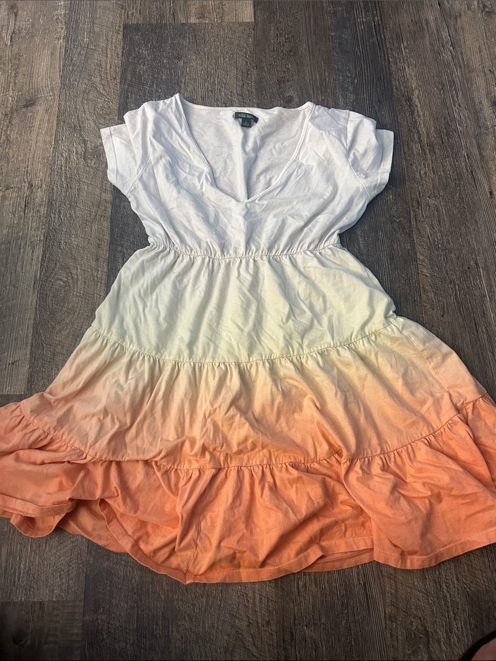 wild fable White to Orange Ombre Tiered Mini Dress